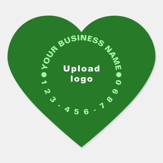 Zakelijk merk met telefoonnummer op groen hart sticker (Voorkant)