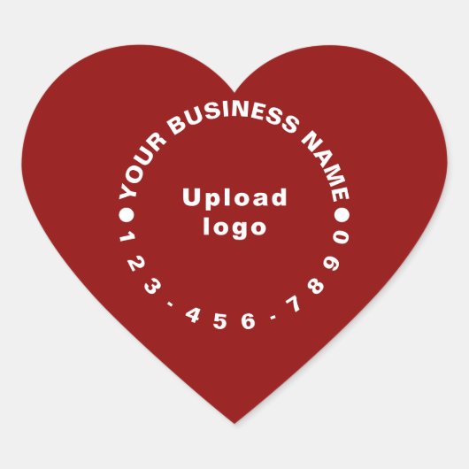 Zakelijk merk met telefoonnummer op rood hart sticker (Voorkant)
