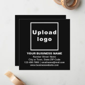 Zakelijk merk op Black Square Flat Note-Kaart Notitiekaartje (Voorkant / Achterkant in situ)