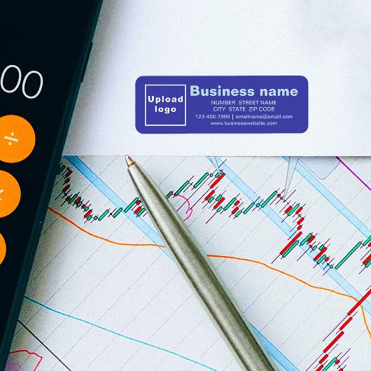 Zakelijk merk op blauw retouradreslabel etiket