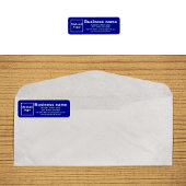 Zakelijk merk op blauw retouradreslabel etiket