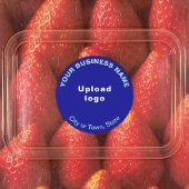 Zakelijk merk op blauw rondezelfetiket labels