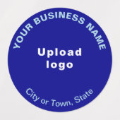 Zakelijk merk op blauw rondezelfetiket labels (Design 1)