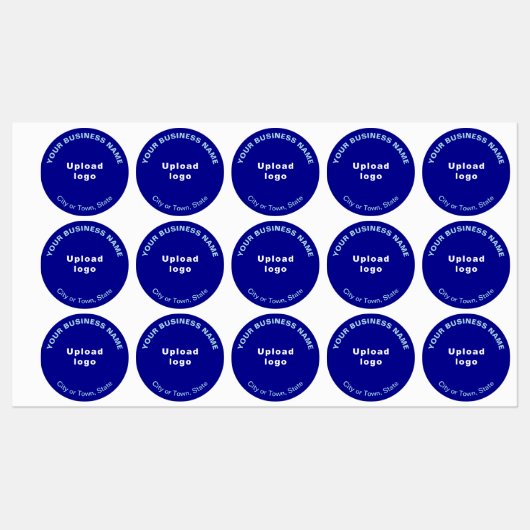 Zakelijk merk op blauw rondezelfetiket labels (Vel)