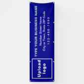 Zakelijk merk op blauwe lange banner (Verticaal)
