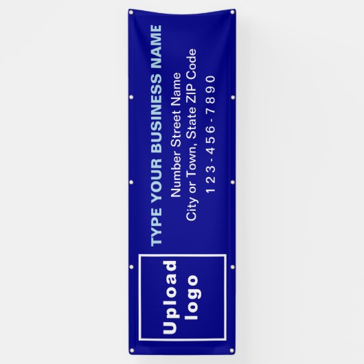Zakelijk merk op blauwe lange banner (Verticaal)