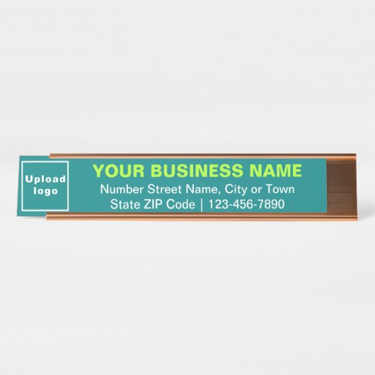 Zakelijk Merk op Blauwgroen Groen Lang Bureaunaam  Bureau Naambordje (Voorkant)