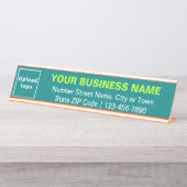 Zakelijk Merk op Blauwgroen Groen Lang Bureaunaam Bureau Naambordje (Voorkant)