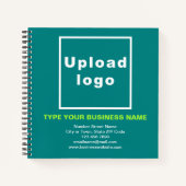 Zakelijk merk op Blauwgroen groen vierkant spiraal Notitieboek (Voorkant)