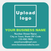 Zakelijk merk op Blauwgroen groen vierkant ticker Vierkante Sticker (Voorkant)