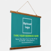 Zakelijk merk op Blauwgroen groene rechthoek Hangend Wandkleed (Gebogen)