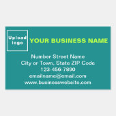 Zakelijk merk op Blauwgroen groene rechthoeksticke Rechthoekige Sticker (Voorkant)