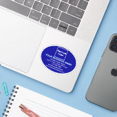 Zakelijk merk op Blue Oval Shape Vinyl Sticker (Laptop met iPhone)