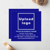 Zakelijk merk op Blue Square Flat Note-Kaart Notitiekaartje (Voorkant / Achterkant in situ)