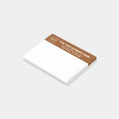 Zakelijk merk op bruine kop van rechthoek post-it® notes (Schuin)