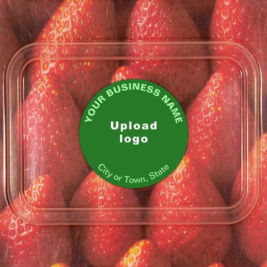 Zakelijk merk op een groen ronde plaklabel labels