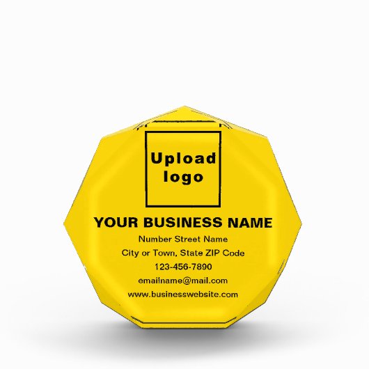 Zakelijk merk op geel achthoekige vorm fotoblok (Voorkant)