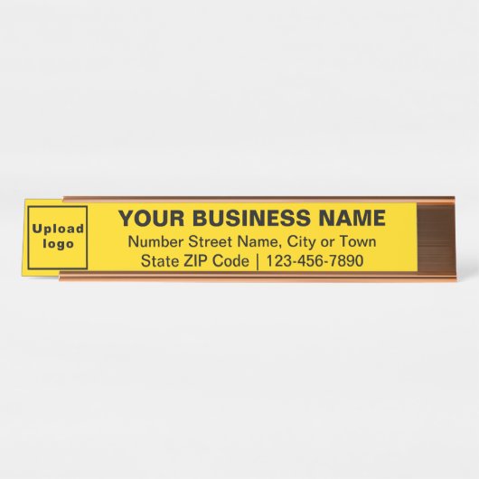 Zakelijk Merk op Geel Lang Bureaunaam Bord Bureau Naambordje (Voorkant)