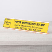 Zakelijk Merk op Geel Lang Bureaunaam Bord Bureau Naambordje (Voorkant)