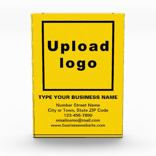 Zakelijk merk op gele portretrechthoek fotoblokken (Voorkant)