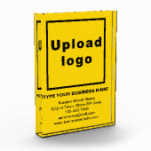 Zakelijk merk op gele portretrechthoek fotoblokken (Links)