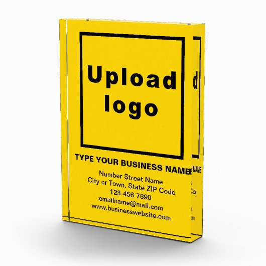 Zakelijk merk op gele portretrechthoek fotoblokken (Rechts)