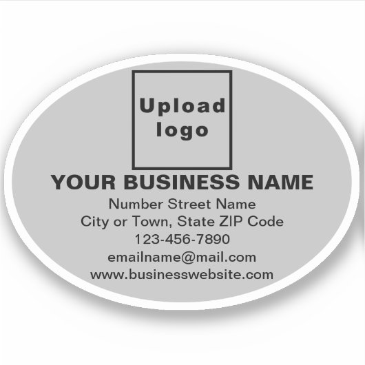 Zakelijk merk op Grijs Ovaal Vorm Vinyl Sticker (Voorkant)