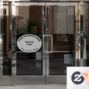 Zakelijk merk op grijze ovale vorm raamfolie raamsticker