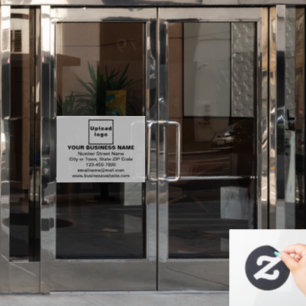Zakelijk merk op grijze rechthoekige raamfolie raamsticker