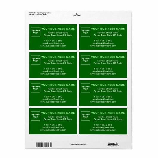 Zakelijk merk op groen verzendlabel (Full Sheet)