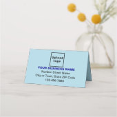 Zakelijk merk op klein lichtblauw gevouwen plaatskaartje (Achterkant)