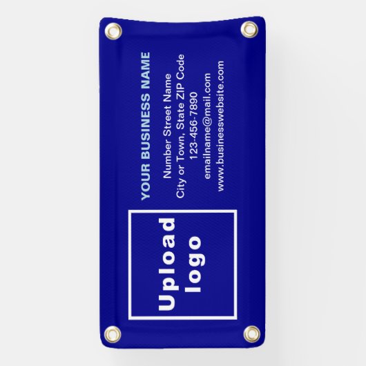 Zakelijk merk op kleine blauwe banner (Verticaal)