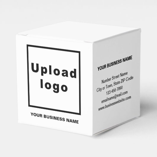 Zakelijk merk op kleine witte doos bedankdoosjes (Voorkant Zijde)