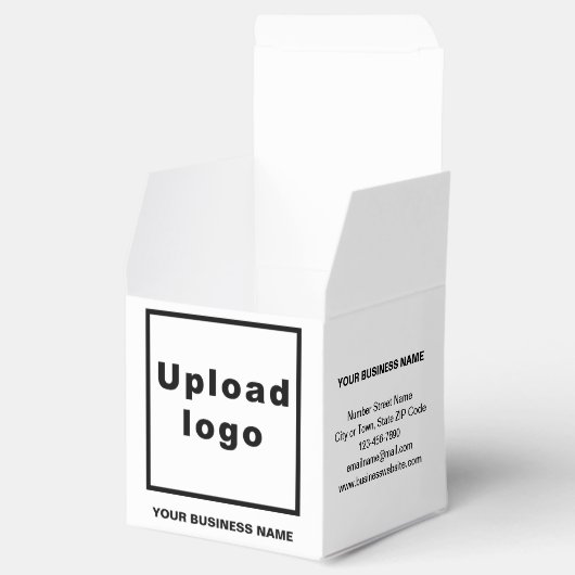 Zakelijk merk op kleine witte doos bedankdoosjes (Geopend)