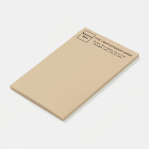 Zakelijk merk op kop van lichtbruin lang post-it® notes