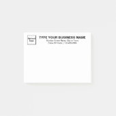 Zakelijk merk op kop van witte rechthoek post-it® notes (Voorkant)