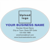 Zakelijk merk op Lichtblauw Groot Ovaal Vinyl Sticker (Voorkant)