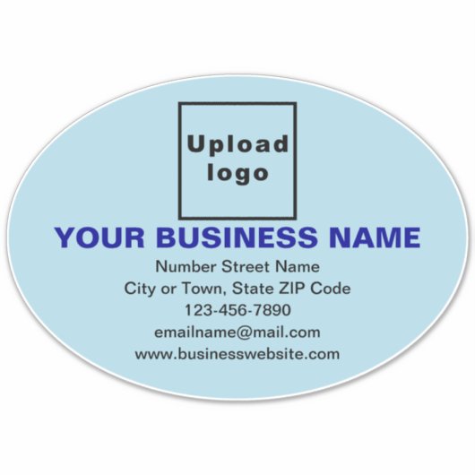 Zakelijk merk op Lichtblauw Groot Ovaal Vinyl Sticker (Voorkant)