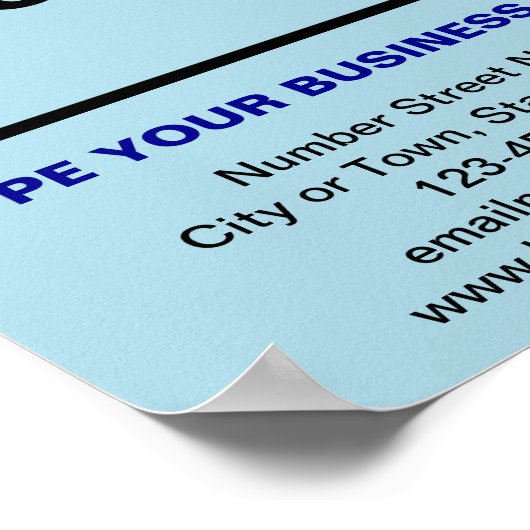 Zakelijk merk op lichtblauw klein Poster (Hoek)