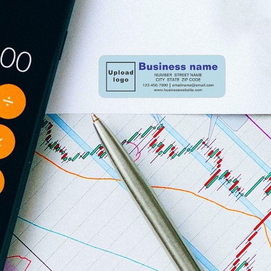 Zakelijk merk op lichtblauw retouradreslabel etiket