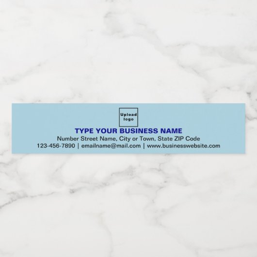 Zakelijk merk op lichtblauw Slim Waterfles Etiket (Enkel label)