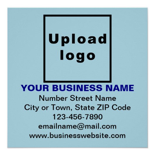 Zakelijk merk op Lichtblauw Vierkant Glanzend Post Perfect Poster (Voorkant)