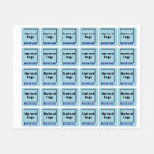 Zakelijk merk op lichtblauw vierkant kledinglabel labels (Vel)