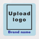 Zakelijk merk op lichtblauw vierkant kledinglabel labels (Design 1)