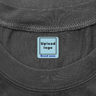 Zakelijk merk op lichtblauw vierkant kledinglabel labels