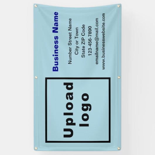 Zakelijk merk op lichtblauwe banner (Verticaal)