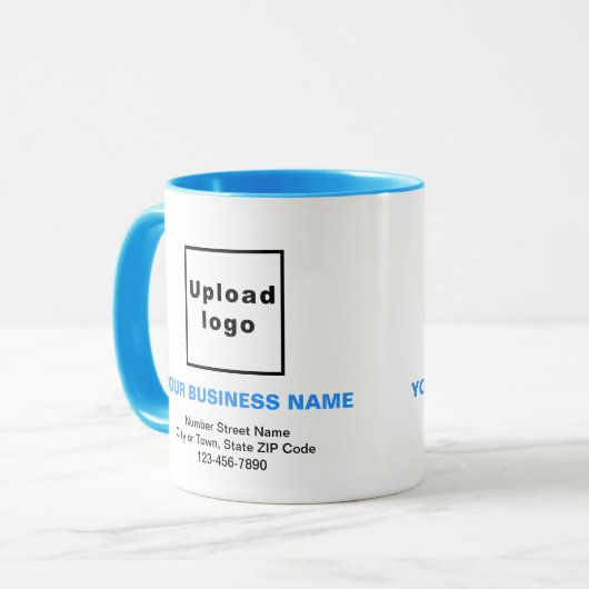 Zakelijk merk op lichtblauwe combo Mok (Voorkant links)