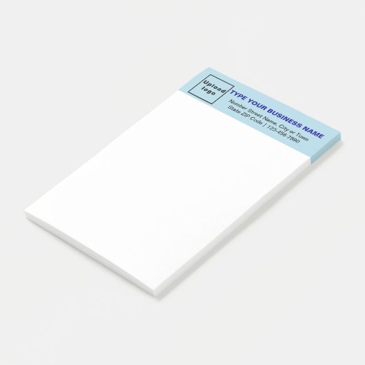 Zakelijk merk op lichtblauwe kop van lang post-it® notes (Schuin)