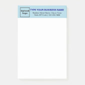 Zakelijk merk op lichtblauwe kop van lang post-it® notes (Voorkant)