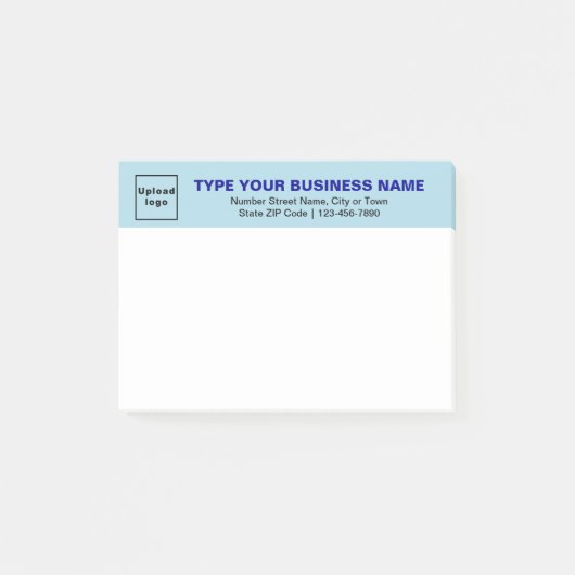 Zakelijk merk op lichtblauwe kop van rechthoek post-it® notes (Voorkant)